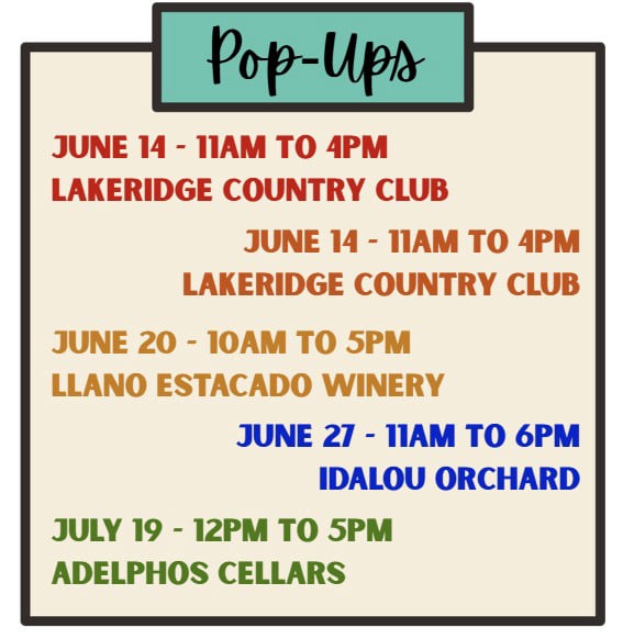 Pop up schedule for market shows